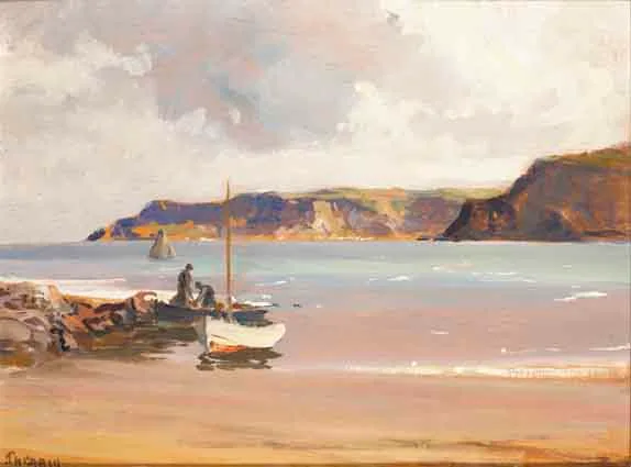 GARRON POINT FROM CUSHENDUN by James Humbert Craig, oil on panel, sold Sep 2003