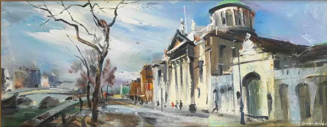 THE FOUR COURTS, DUBLIN by Kenneth Webb, oil on canvas, sold Sep 2003