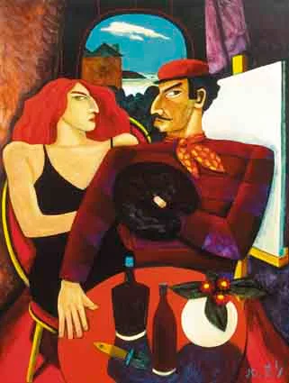 ARTIST AND MUSE by Graham Knuttel, oil on canvas, sold Sep 2003
