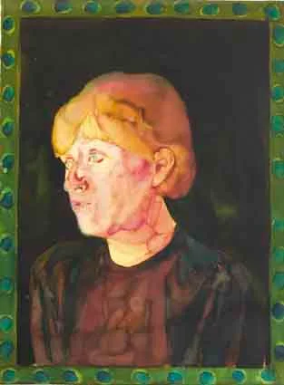 SELF PORTRAIT by Alice Hanratty, watercolour, offered Sep 2003