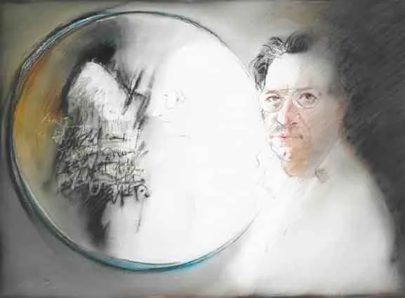 John Kelly, SELF PORTRAIT, watercolour and pastel