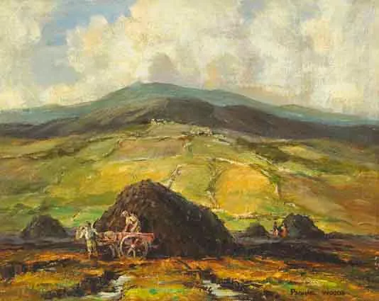 LOADING TURF, DUNFANAGHY, COUNTY DONEGAL by Padraic Woods, oil on canvas, sold Sep 2003
