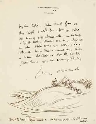 Untitled by William Orpen, single sheet on Bolton Gardens (London) letterhead, sold Sep 2003