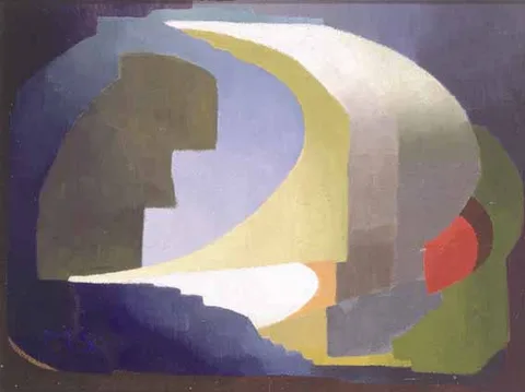 PHASES OF THE MOON by Margaret Stokes, oil on canvas board, sold Feb 2003