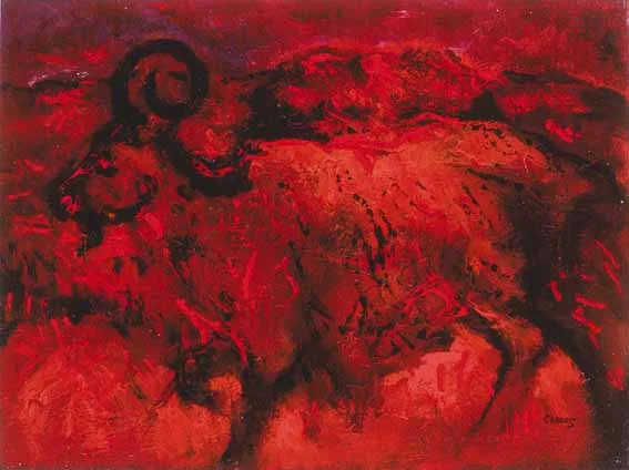 MOUNTAIN GOAT by Desmond Carrick, oil on canvas, sold Feb 2003