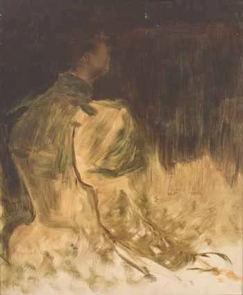 Thomas Hovenden, STUDY OF A YOUNG WOMAN SEEN IN THREE QUARTER PROFILE FROM BEHIND, oil on canvas