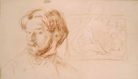 SELF PORTRAIT by Augustus John, red chalk on paper, sold Feb 2003