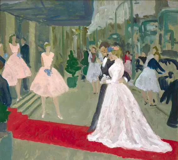 THE GRESHAM WEDDING by Patrick Leonard, oil on panel, sold Feb 2003
