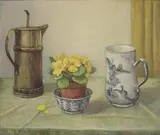 Hilda van Stockum, JUG, TANKARD AND FLOWERS