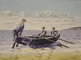 Ivan Sutton, LAUNCHING THE CURRACH, ARAN MóR, COUNTY GALWAY