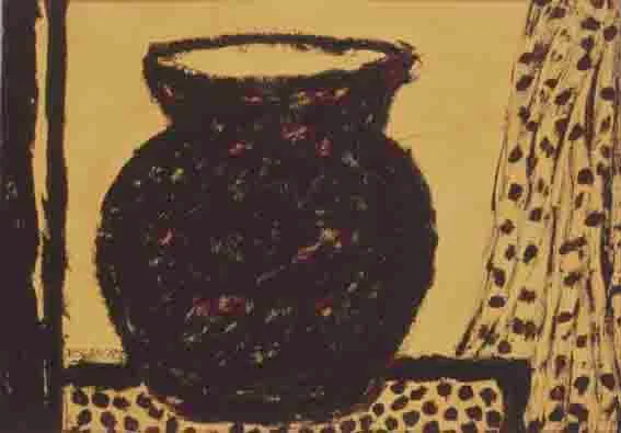VASE ON WINDOWSILL by William Crozier, mixed media on board, offered Feb 2003