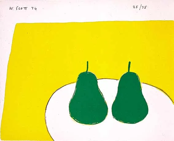 GREEN PEARS by William Scott, lithograph, sold Feb 2003