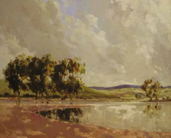 William Jackson, LANDSCAPE WITH TREES REFLECTED IN WATER, oil on canvas