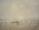 William Mason, FISHING BOATS AND FIGURES ON A STRAND