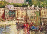 Ken Moroney, BOATS MOORED ALONG THE QUAY AT COBH, COUNTY CORK