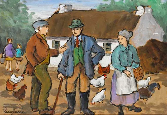 FARM SCENE by Gladys Maccabe, oil on board, sold Apr 2003