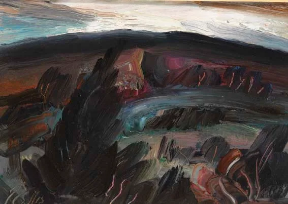 MOUNTAINSIDE, WICKLOW by Peter Collis, oil on board, sold Apr 2003
