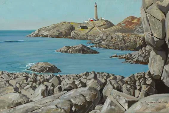 ARDNAMURCHAN POINT by Keith Shackleton, oil on board, offered Apr 2003