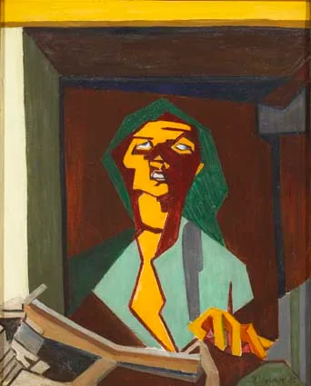 THE READER by Yvonne Jammet, oil on canvas, sold Apr 2003