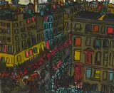 Kenneth Hall, BUSY CITY STREETSCENE WITH GEORGIAN TERRACES