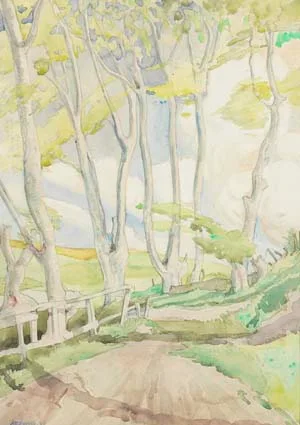 TREES, POULAPHOUCA, COUNTY DUBLIN by Harry Kernoff, watercolour over pencil, offered Apr 2003