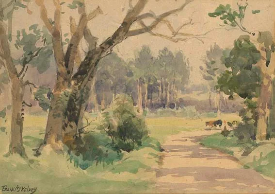 AUTUMN, COUNTY DOWN by Frank McKelvey, watercolour over pencil, offered Apr 2003