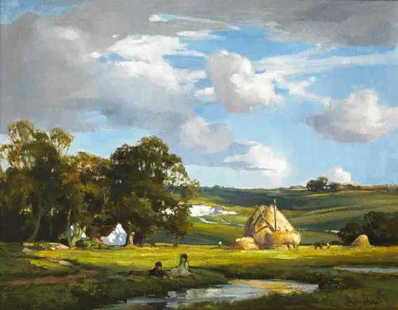 HAY MAKING by Frank McKelvey, oil on canvas, sold Apr 2003