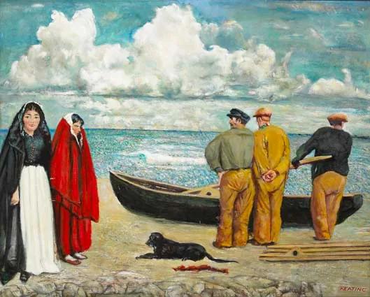 LAUNCHING THE CURRACH by Seán Keating, oil on board, offered Apr 2003