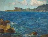 Estella Solomons, COASTAL LANDSCAPE WITH CLOUDS OVER A BLUFF