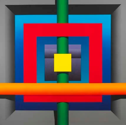 SPATIAL DIALOGUE NO. 2 by Francis Tansey, acrylic on canvas, sold Apr 2003