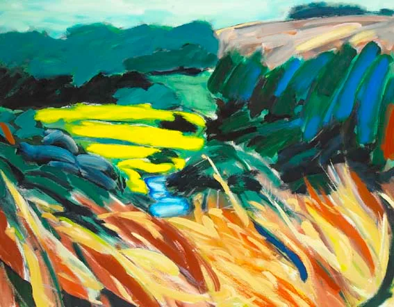RIVER AT AUGHAVANAGH by Robert Armstrong, oil on canvas, sold Apr 2003