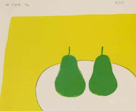 GREEN PEARS by William Scott, lithograph, sold Apr 2003