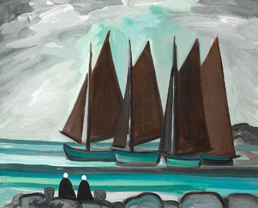GALWAY HOOKERS by Markey Robinson, oil on board, offered Apr 2003