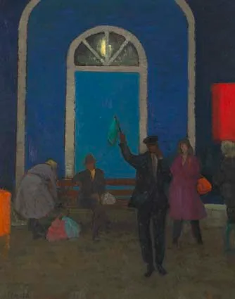 CONNOLLY STATION, PLATFORM A by Patrick Leonard, oil on board, offered Apr 2003