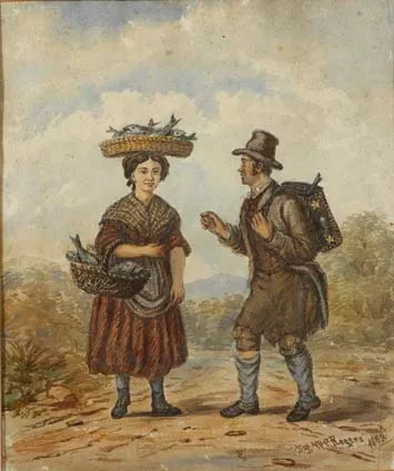 William P. Rogers, A FEMALE FISHMONGER AND A TRAVELLING MERCHANT, watercolour over pencil