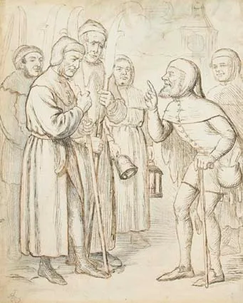 Richard Doyle, HASTINGS FACING LORD DERBY (SCENE FROM RICHARD III), pen and ink