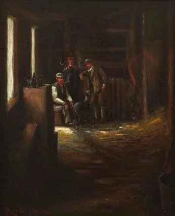 Darius Joseph MacEgan, STABLE GOSSIP, oil on canvas laid on board