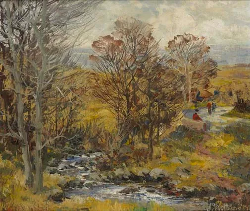 THE PINE FOREST ROAD by Fergus O'Ryan, oil on board, sold Apr 2003
