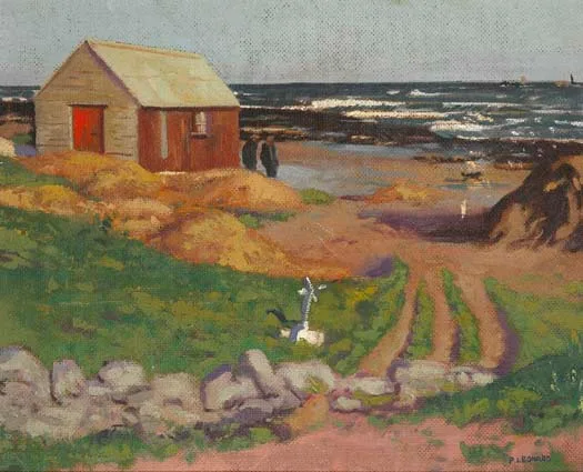 THE WATCHMAN'S HUT by Patrick Leonard, oil on board, sold Apr 2003