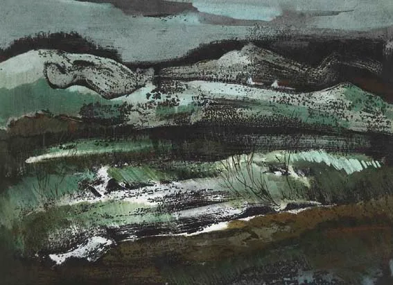 COLD NIGHT by George Campbell, mixed media on board, offered Apr 2003