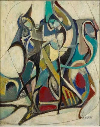 ON STAGE by Olive Henry, oil and graphite on canvas laid on board, sold Apr 2003