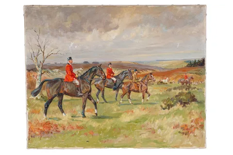 Tom Carr, Hunting Scene, oil on canvas