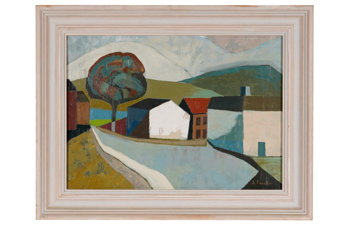 Anthony Procter, Pennine Village Geometry, oil on board