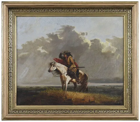 The Lost Greenhorn,ÿsigned with initials and dated lower right, ?J.C.H. 1870 by Alfred Jacob Miller, oil on canvas, sold May 2021