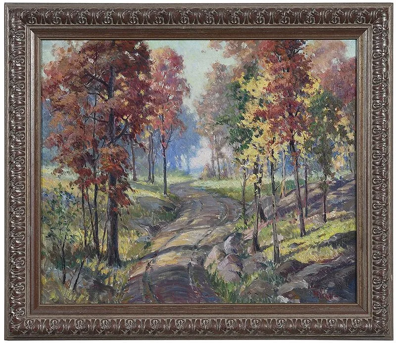 Axel Eugene Schar, A Path in the Woods, oil on canvas
