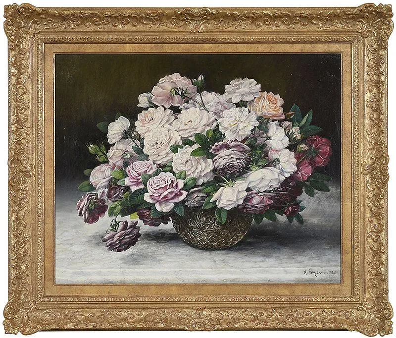 Annie M. Snyder, Roses in a Crystal Vase, 1923, oil on canvas