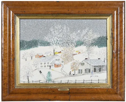 Grandma Moses, Snow Flakes (K. 1413), 1959, oil on Masonite,ÿ12 x