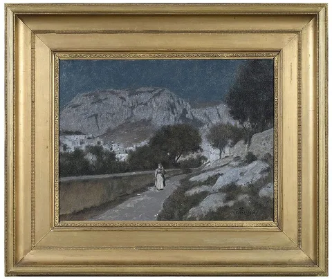Charles Caryl Coleman, Evening, Capri, 1906, oil on canvas on stretcher panel