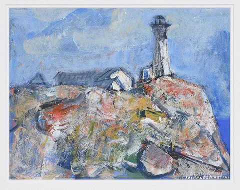 Joseph De Martini, Lighthouse, Maine, possibly Monhegan Island,ÿsigned lower right "Joseph DeMartini, gouache on heavy paper/card