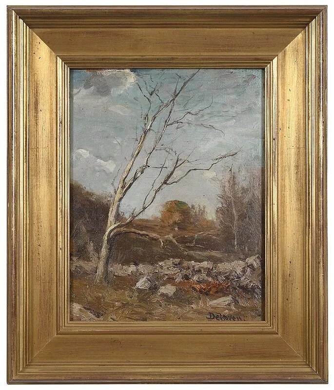Frederick A. DeHaven, Autumn Scene, oil on thick wood panel